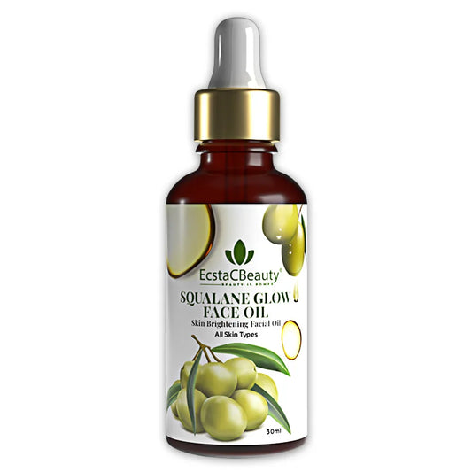 EcstaCBeauty Squalane Glow Face Oil | Skin Brightening & Hydrating Facial Oil | 100% Pure Olive-Derived Squalane | Lightweight, Non-Greasy & Fast-Absorbing | All Skin Types (30ml)