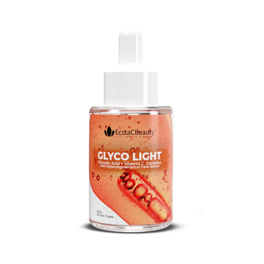 EcstaCBeauty Glyco Light Face Serum | Glycolic Acid & Vitamin C Complex | Exfoliating & Hydrating Formula | 100% Paraben & Toxin Free | All Skin Types (30ml)