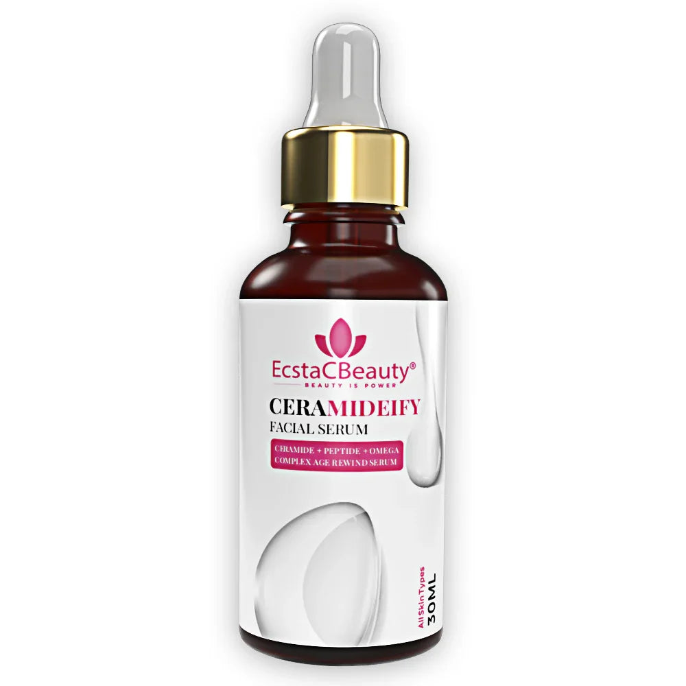 EcstaCBeauty Ceramideify Facial Serum | Hydrating & Anti-Aging Serum with Ceramide, Peptide & Omega Complex | Restores Skin Barrier & Reduces Fine Lines | All Skin Types (30ml)