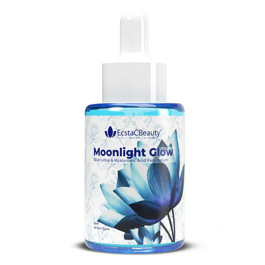 EcstaCBeauty Moonlight Glow Face Serum | Blue Lotus & Hyaluronic Acid for Deep Hydration & Radiance | Lightweight & Fast Absorbing | 100% Paraben & Toxin Free | All Skin Types (30ml)