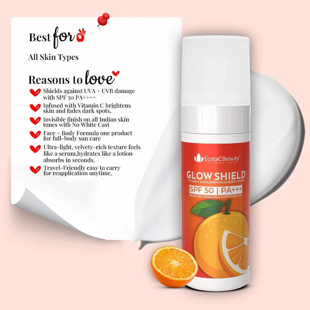 Glow Shield SPF 50 PA+++ Vitamin C Sunscreen Face & Body Lotion