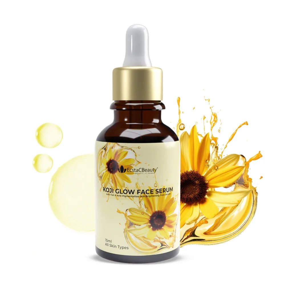 EcstaCBeauty Kojic Glow Face Serum | Anti-Tan & Anti-Pigmentation Skin Brightening Serum | Lightweight & Fast Absorbing | 100% Paraben & Toxin Free | All Skin Types 15ML
