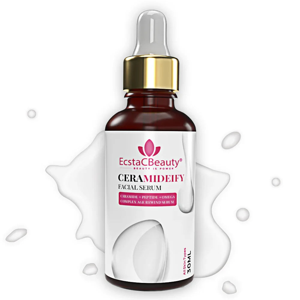 EcstaCBeauty Ceramideify Facial Serum | Hydrating & Anti-Aging Serum with Ceramide, Peptide & Omega Complex | Restores Skin Barrier & Reduces Fine Lines | All Skin Types (30ml)