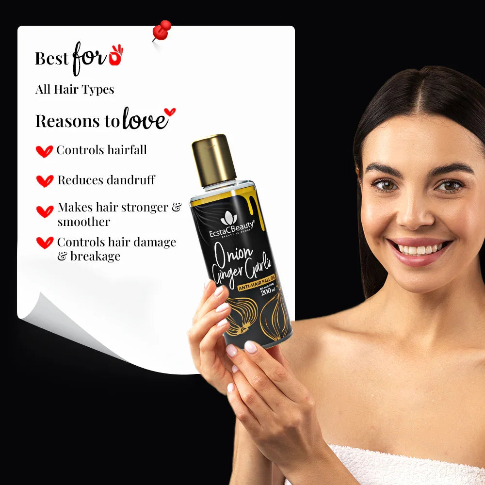 Onion Ginger Garlic Hair Oil for Hair Fall Control