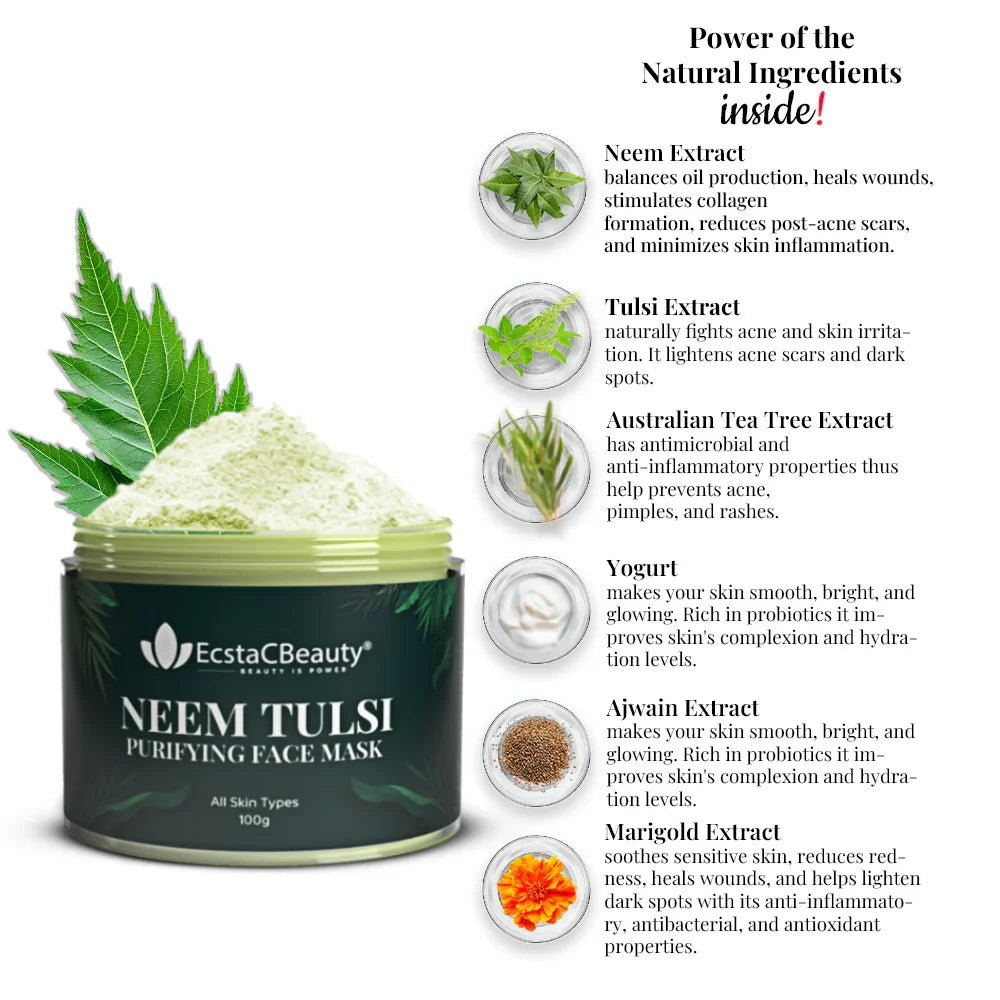 Neem Tulsi Purifying Face Mask for Acne & Pimple Control
