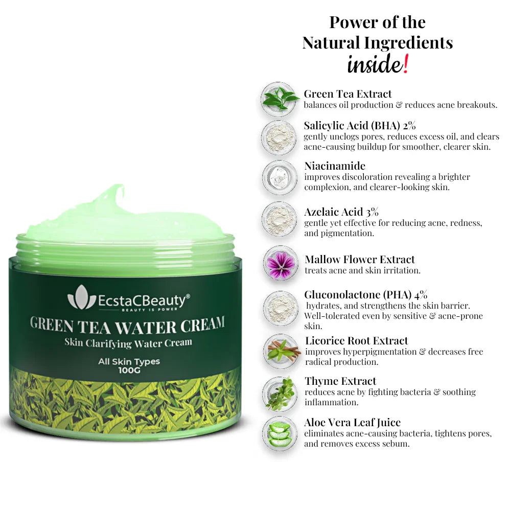 Green Tea Water Cream 2% Salicylic Acid + 3% Azelaic Acid + 4% PHA