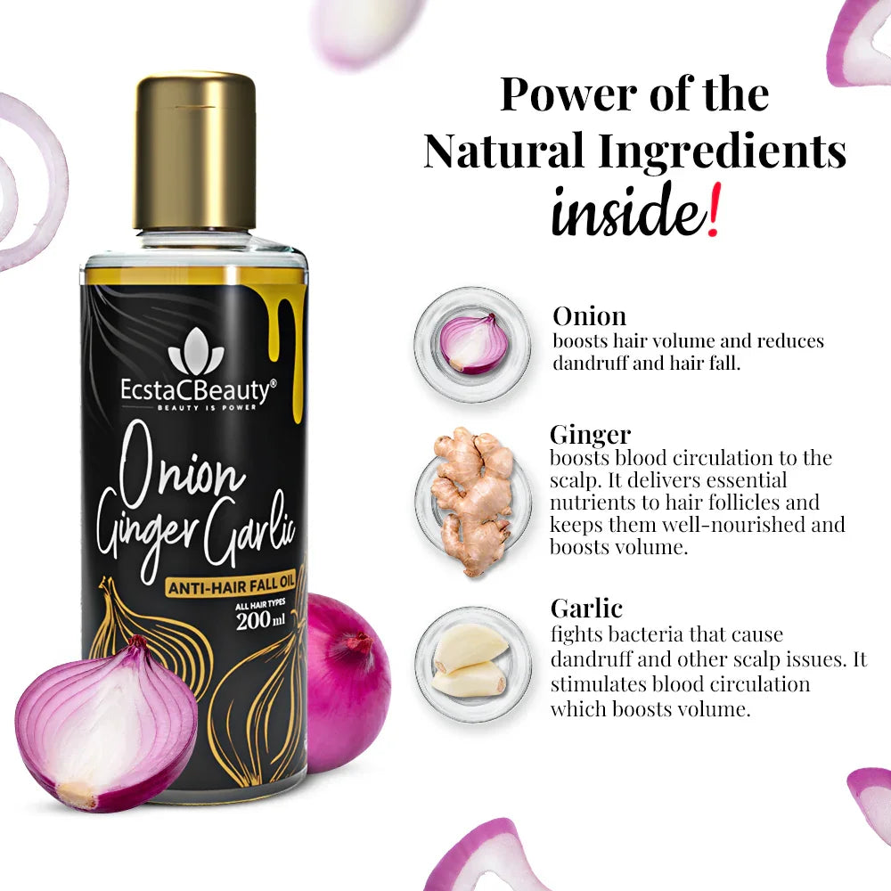 Onion Ginger Garlic Hair Oil for Hair Fall Control