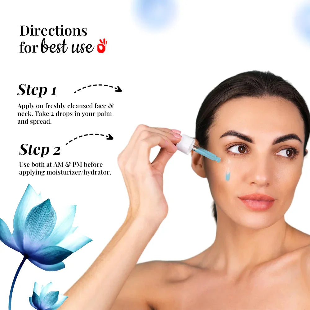 EcstaCBeauty Moonlight Glow Face Serum | Blue Lotus & Hyaluronic Acid for Deep Hydration & Radiance | Lightweight & Fast Absorbing | 100% Paraben & Toxin Free | All Skin Types (30ml)