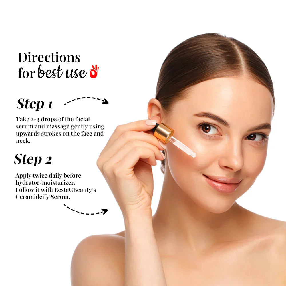 EcstaCBeauty Ceramideify Facial Serum | Hydrating & Anti-Aging Serum with Ceramide, Peptide & Omega Complex | Restores Skin Barrier & Reduces Fine Lines | All Skin Types (30ml)