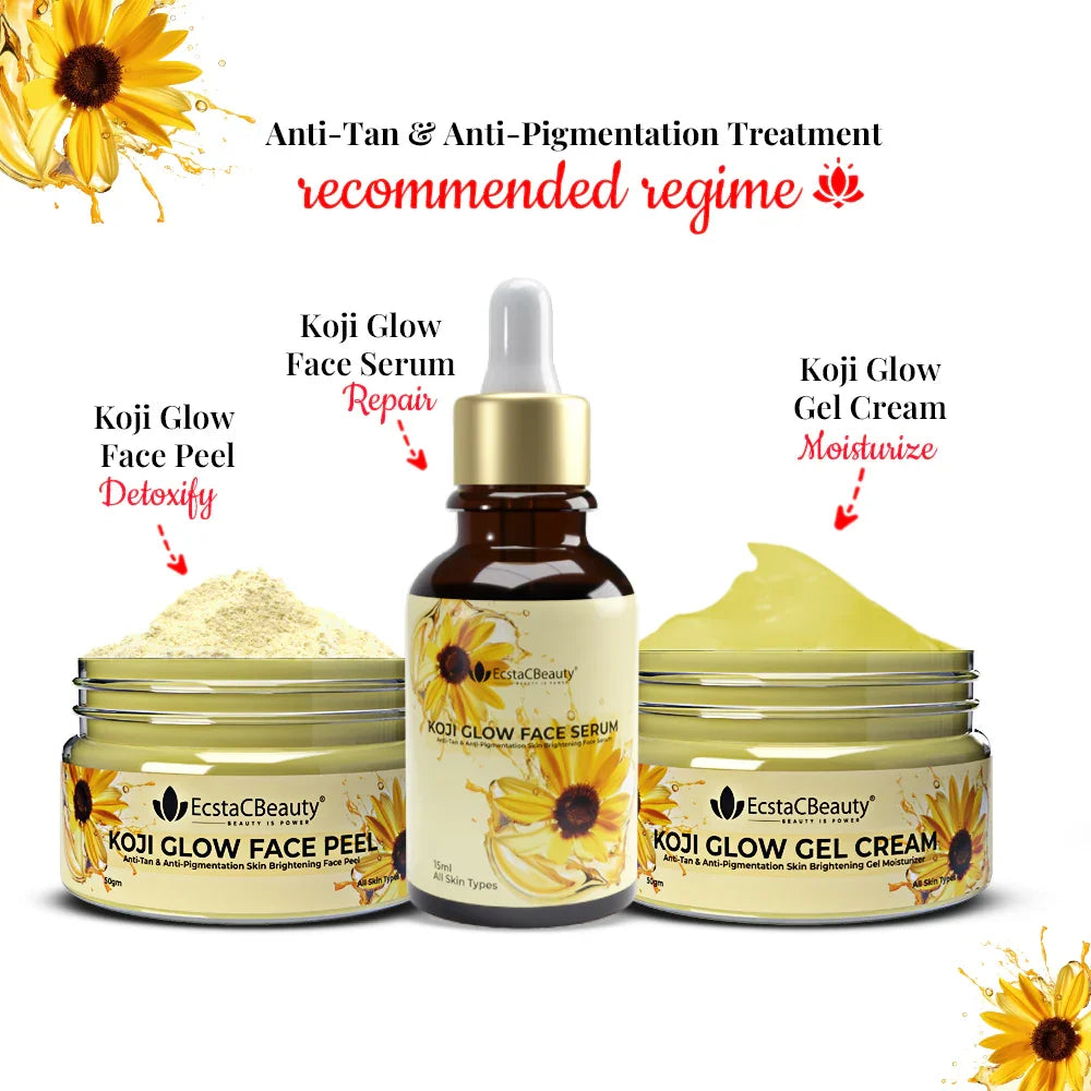 EcstaCBeauty Kojic Glow Face Serum | Anti-Tan & Anti-Pigmentation Skin Brightening Serum | Lightweight & Fast Absorbing | 100% Paraben & Toxin Free | All Skin Types 15ML