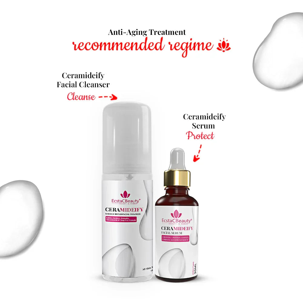 EcstaCBeauty Ceramideify Facial Serum | Hydrating & Anti-Aging Serum with Ceramide, Peptide & Omega Complex | Restores Skin Barrier & Reduces Fine Lines | All Skin Types (30ml)