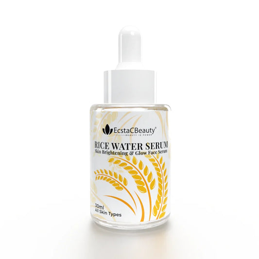 EcstaCBeauty Rice Water Serum | Skin Brightening & Glow Face Serum | Natural Hydration & Radiance Boost | 100% Paraben & Toxin Free | All Skin Types (30ml)