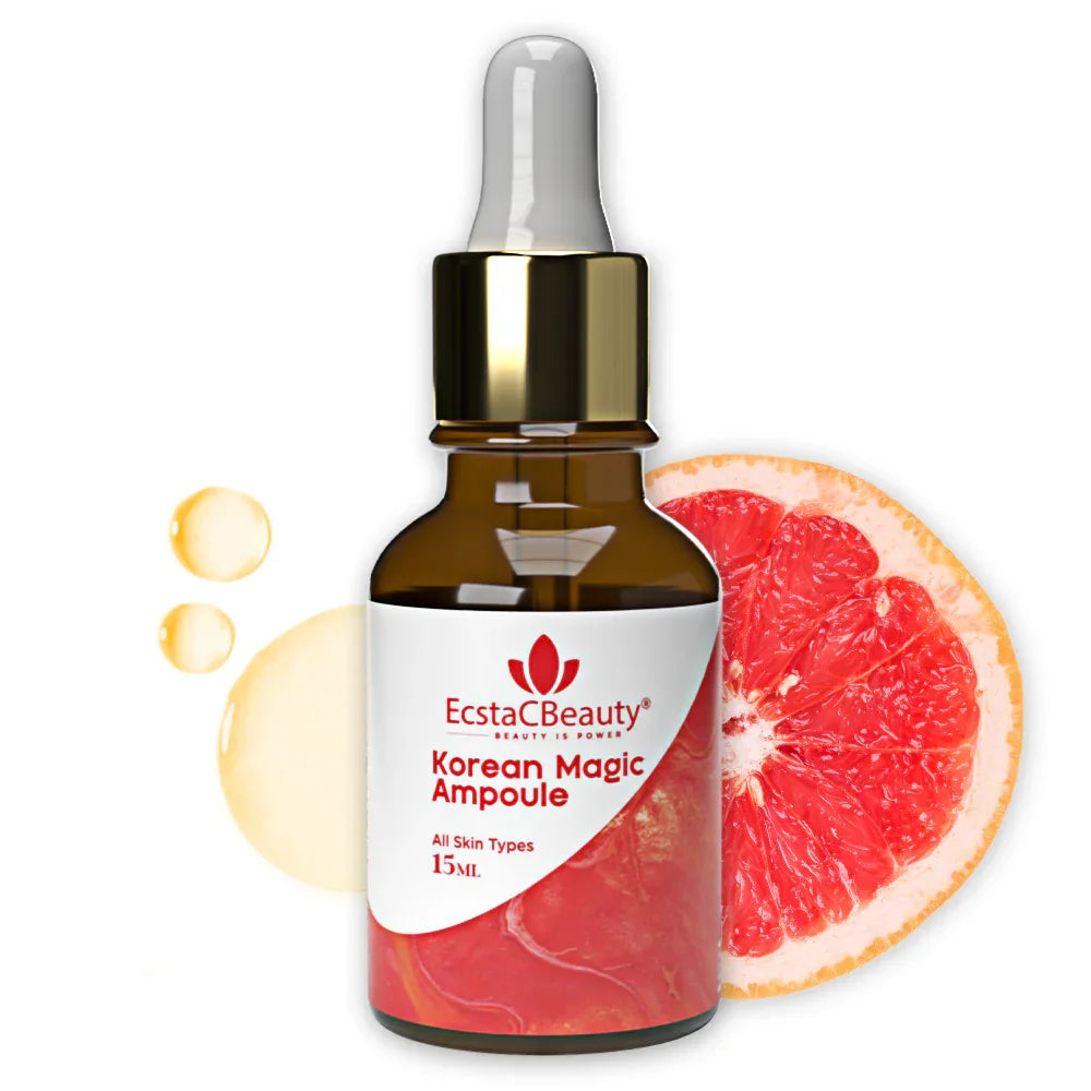 EcstaCBeauty Korean Magic Ampoule | Advanced Hydrating & Brightening Serum | Deep Skin Repair with Potent Actives | 100% Paraben & Toxin Free | All Skin Types (15ml)