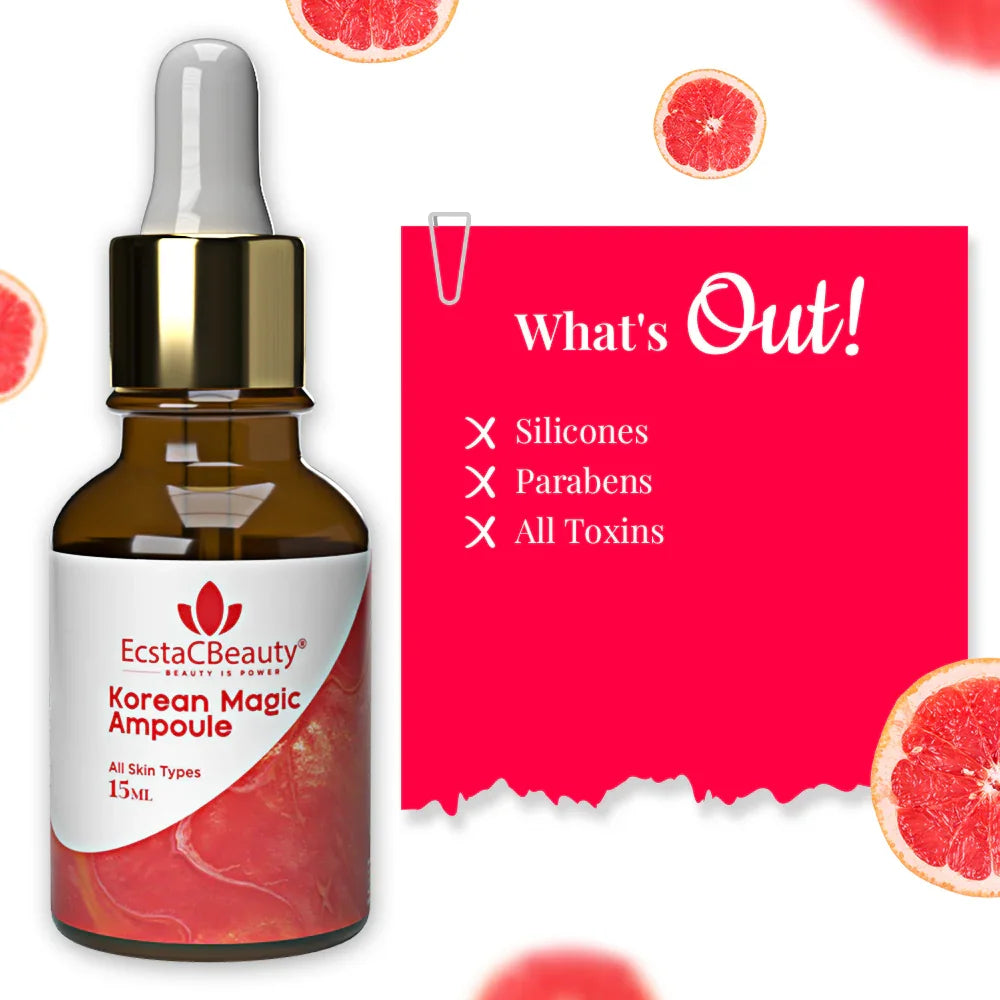 EcstaCBeauty Korean Magic Ampoule | Advanced Hydrating & Brightening Serum | Deep Skin Repair with Potent Actives | 100% Paraben & Toxin Free | All Skin Types (15ml)