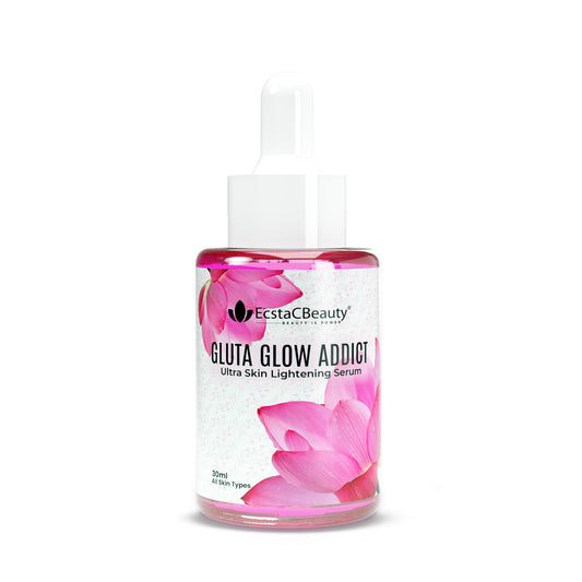 EcstaCBeauty Gluta Glow Addict | Ultra Skin Lightening Serum with Glutathione & Natural Extracts | Brightening & Hydrating Formula | 100% Paraben & Toxin Free | All Skin Types (30ml)