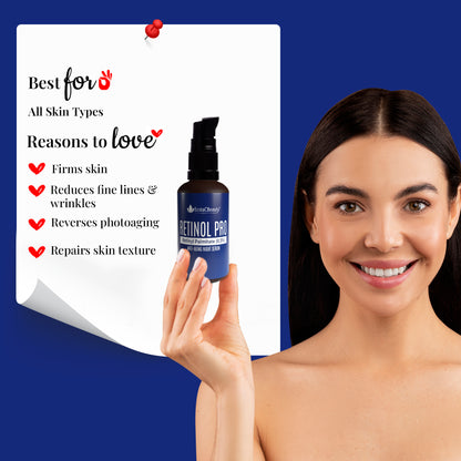 EcstaCBeauty Retinol Pro | Advanced Retinyl Palmitate Night Serum | Anti-Aging & Skin Renewal | Reduces Wrinkles & Fine Lines | 100% Paraben & Toxin Free | All Skin Types (30ml)