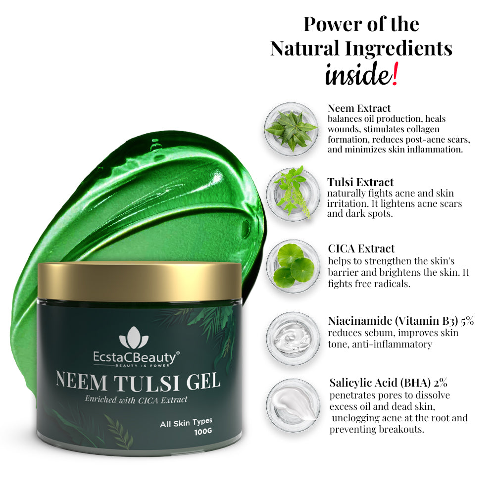 Neem Tulsi Gel with 2% Salicylic Acid + 2% Cica Extract