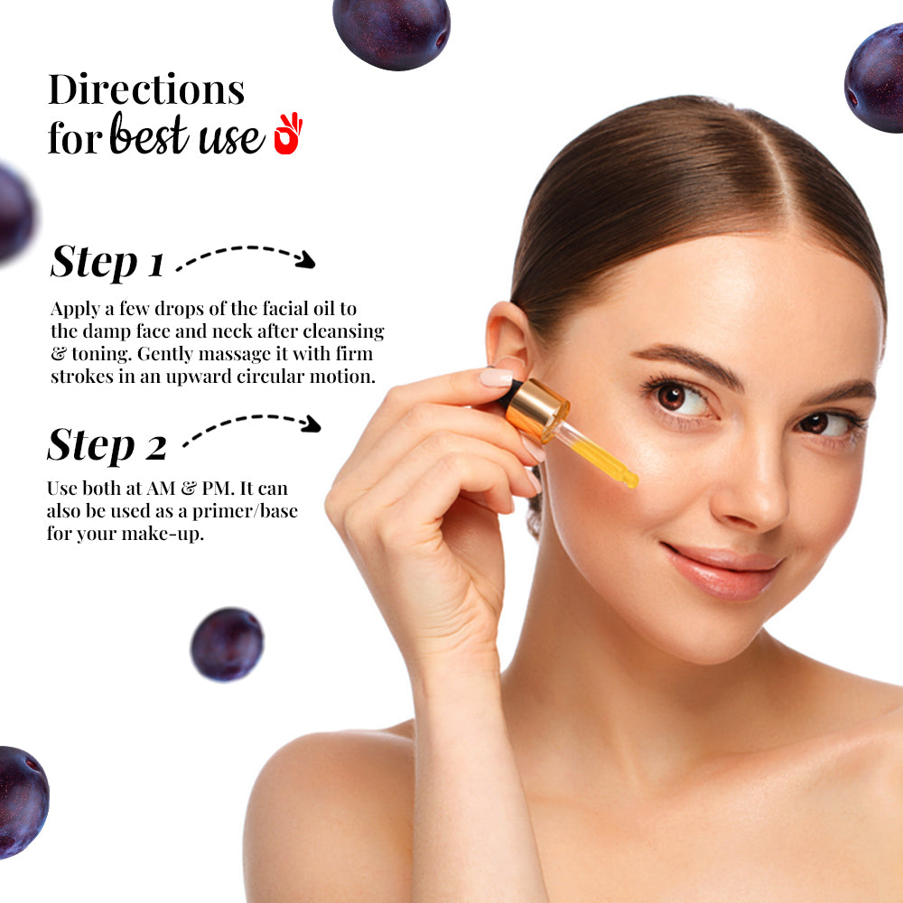 EcstaCBeauty Replump Facial Oil | Anti-Wrinkle Active Oil with Vitamin C & Kakadu Plum | Skin Brightening & Hydrating Formula | 100% Paraben & Toxin Free | All Skin Types (30ml)