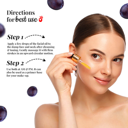 EcstaCBeauty Replump Facial Oil | Anti-Wrinkle Active Oil with Vitamin C & Kakadu Plum | Skin Brightening & Hydrating Formula | 100% Paraben & Toxin Free | All Skin Types (30ml)