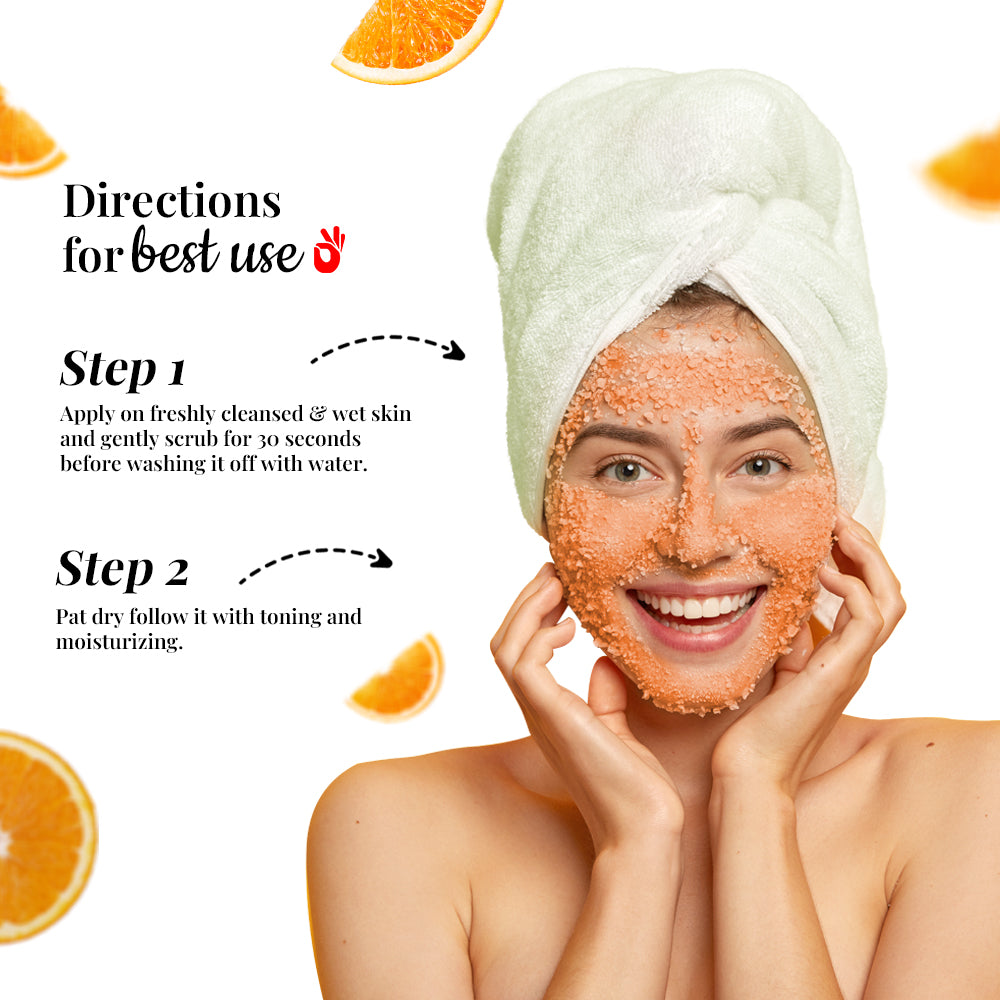 Sweet Orange & Manuka Honey De-Tan Skin Polish Vitamin C Face Scrub for Tan Removal & Glow