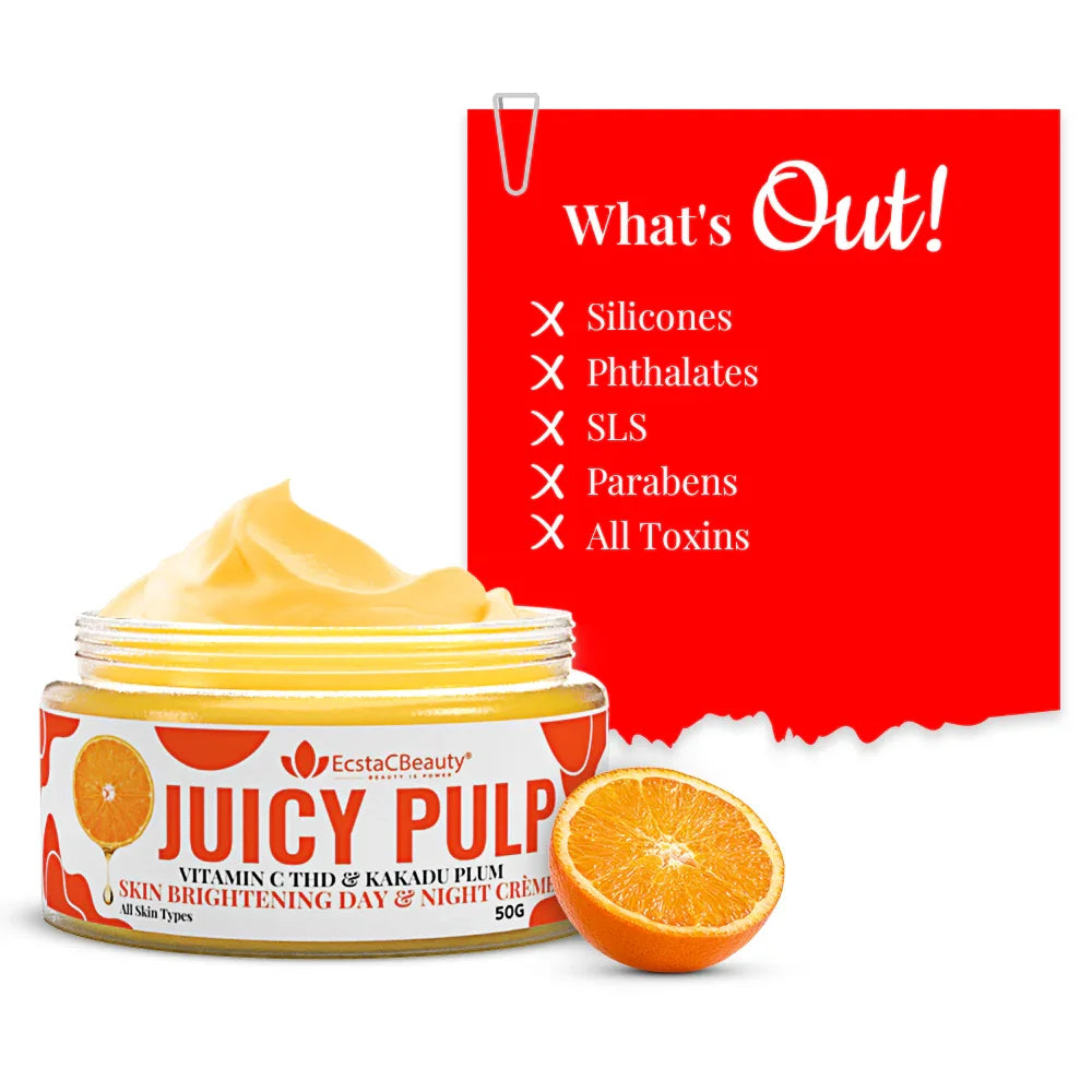 Juicy Pulp Vitamin C Skin Brightening Day & Night Cream with Vitamin C THD (5%), Niacinamide (4%) & Kakadu Plum Extract