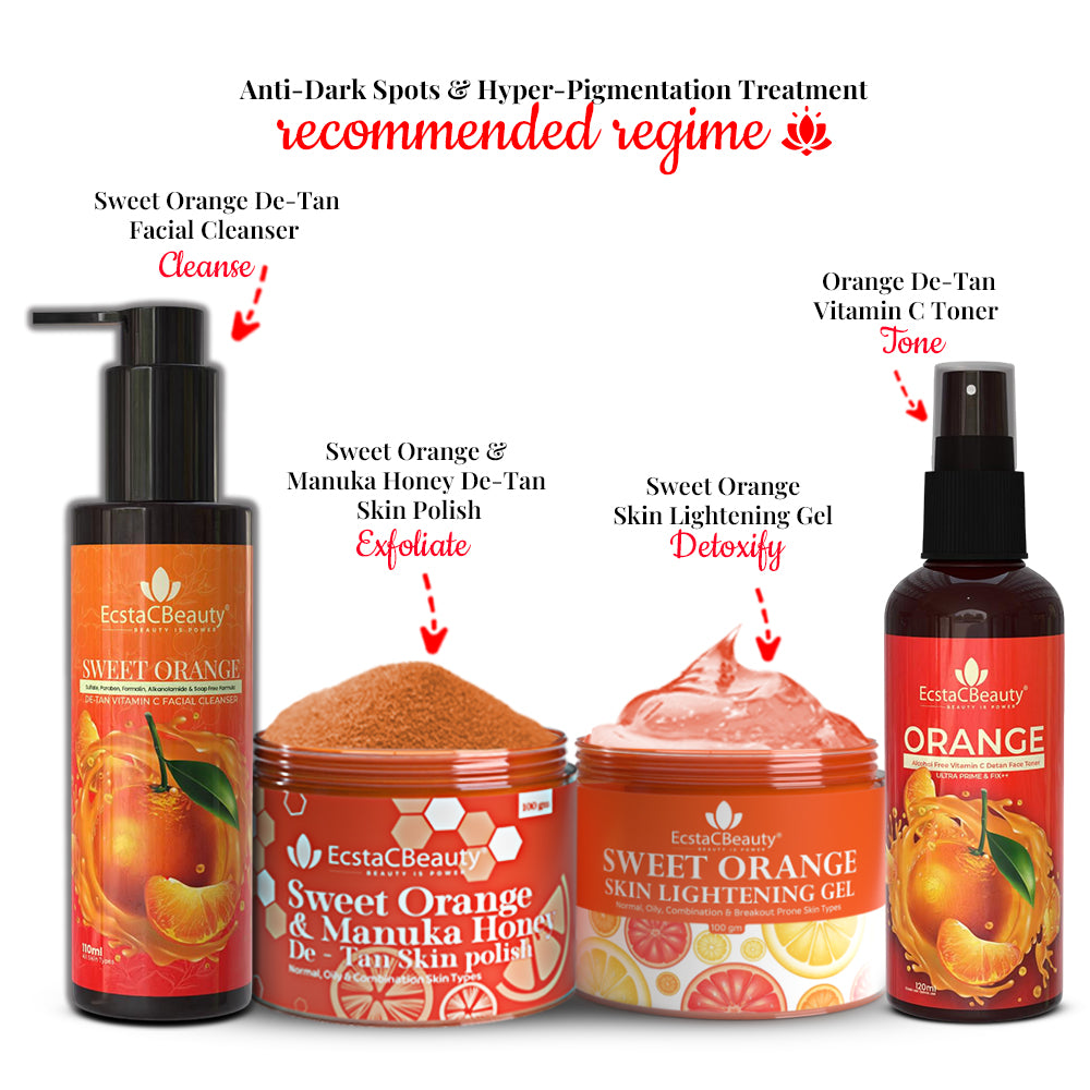Sweet Orange & Manuka Honey De-Tan Skin Polish Vitamin C Face Scrub for Tan Removal & Glow