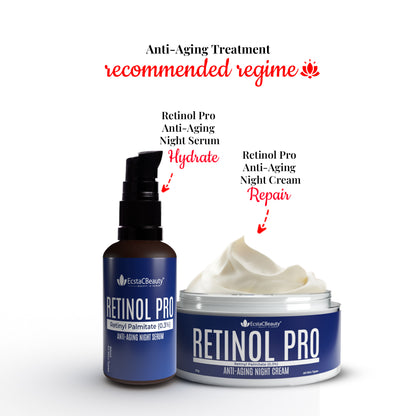 EcstaCBeauty Retinol Pro | Advanced Retinyl Palmitate Night Serum | Anti-Aging & Skin Renewal | Reduces Wrinkles & Fine Lines | 100% Paraben & Toxin Free | All Skin Types (30ml)